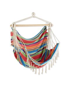 SUMMER STRIPE HAMMOCK CHAIR WITH FRINGE TRIM